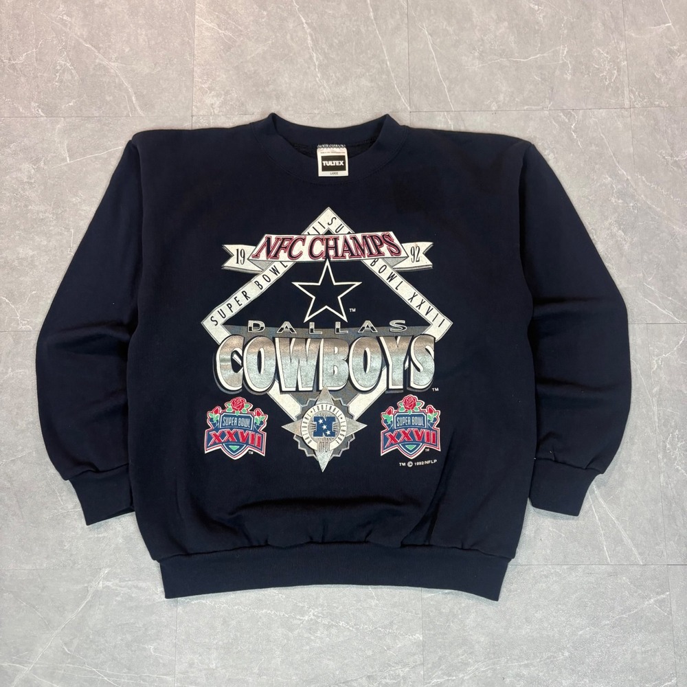Vintage 1992 Dallas Cowboys NFC Champs Tultex Sweatshirt Navy Mens Large